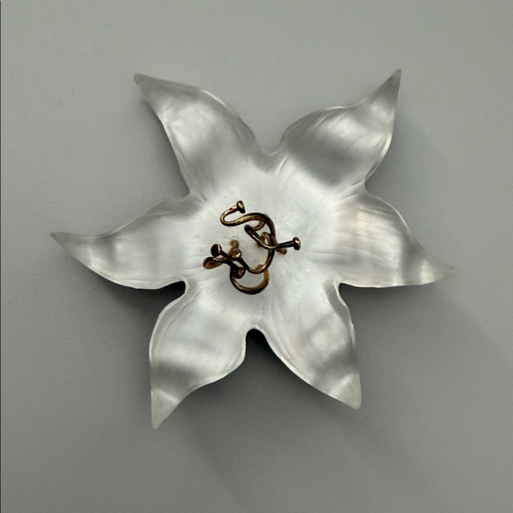 Alexis Bittar Silver Flower Brooch with Gold-Tone Center